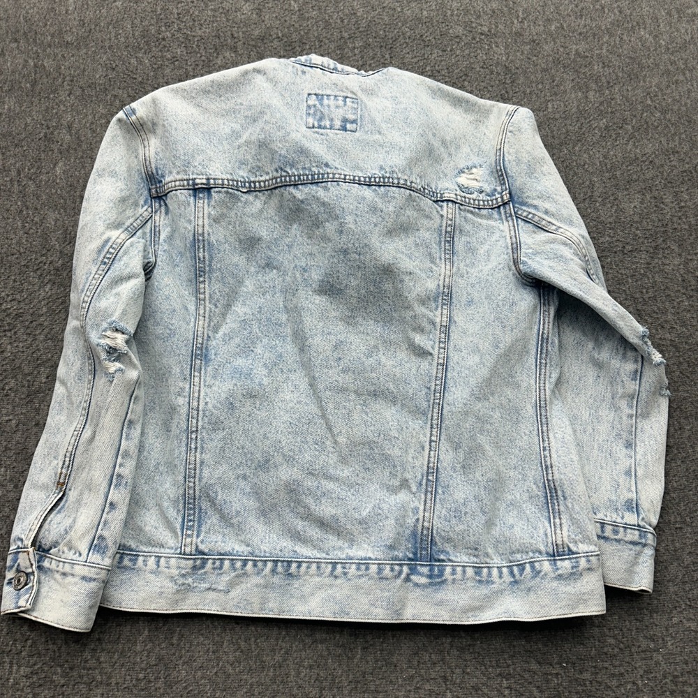 Abercrombie & Fitch Denim Jacket Womens Sz L Trucker Distressed Jean‎ Jacket - Picture 9 of 11